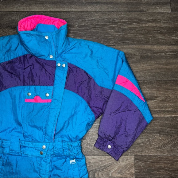 80’s-90’s Vintage Inside Edge Bold Blue and Purple Jumpsuit with Relaxed Fit XS - Picture 4 of 14